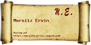 Mersitz Ervin névjegykártya